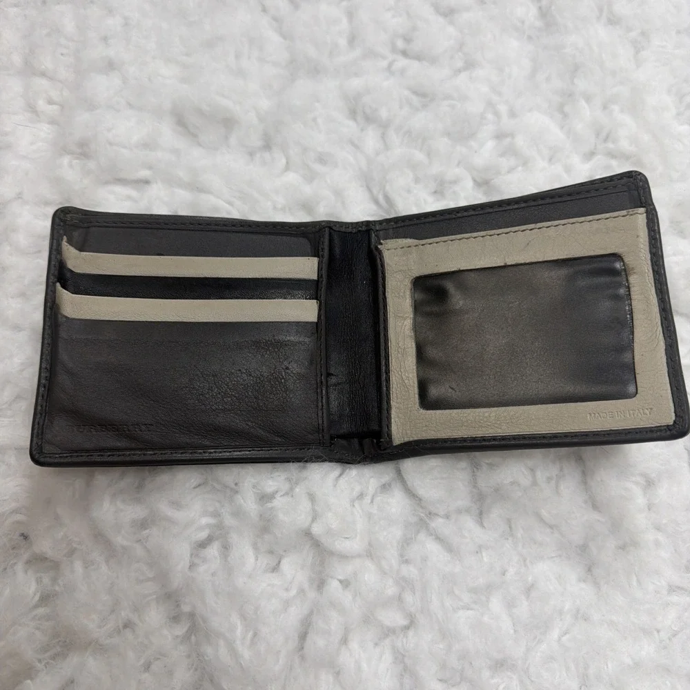 BURBERRY Wallet Men Bifold Gray Leather Made In Italy Classic Two Tone Designer